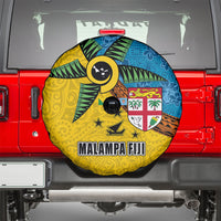 Malampa Fiji Day Spare Tire Cover Tapa and Melanesian Patterns with Coat of Arms