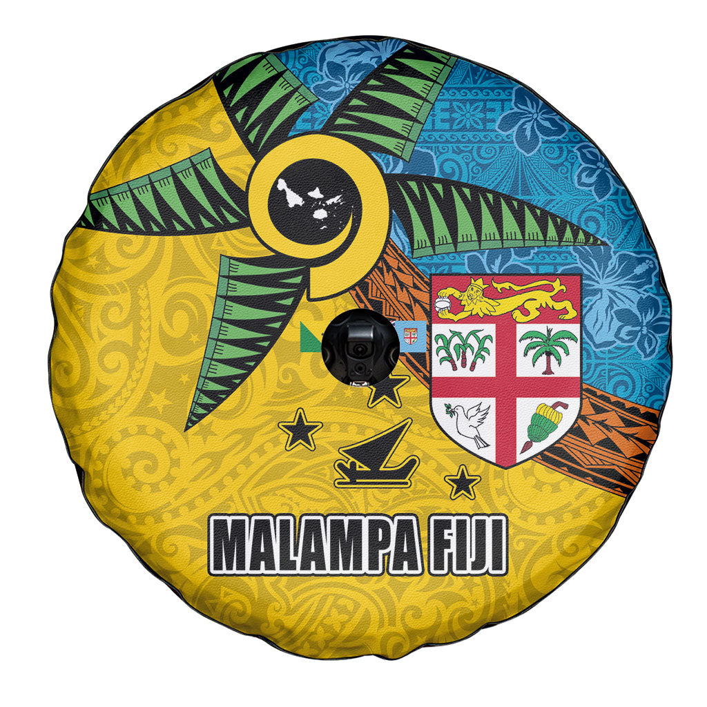 Malampa Fiji Day Spare Tire Cover Tapa and Melanesian Patterns with Coat of Arms