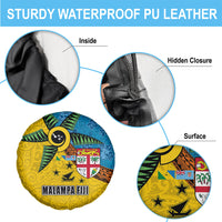 Malampa Fiji Day Spare Tire Cover Tapa and Melanesian Patterns with Coat of Arms