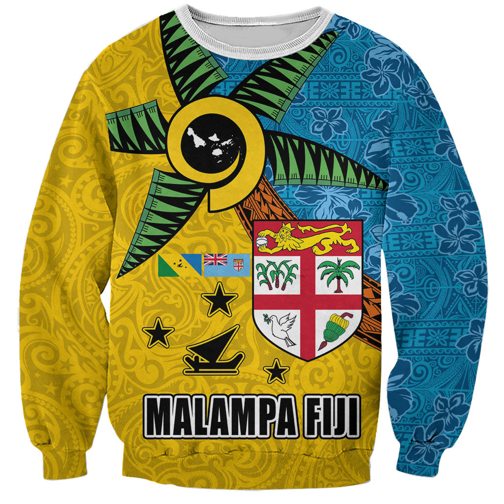 Malampa Fiji Day Sweatshirt Tapa and Melanesian Patterns with Coat of Arms