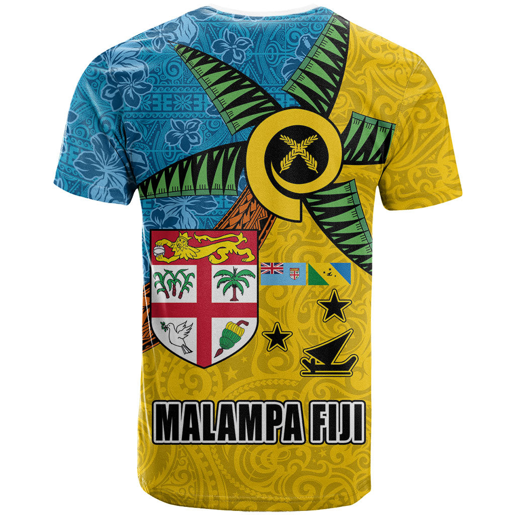 Malampa Fiji Day T Shirt Tapa and Melanesian Patterns with Coat of Arms