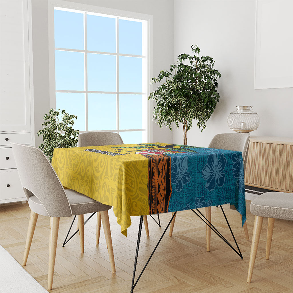 Malampa Fiji Day Tablecloth Tapa and Melanesian Patterns with Coat of Arms
