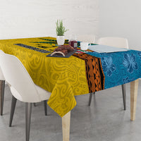 Malampa Fiji Day Tablecloth Tapa and Melanesian Patterns with Coat of Arms