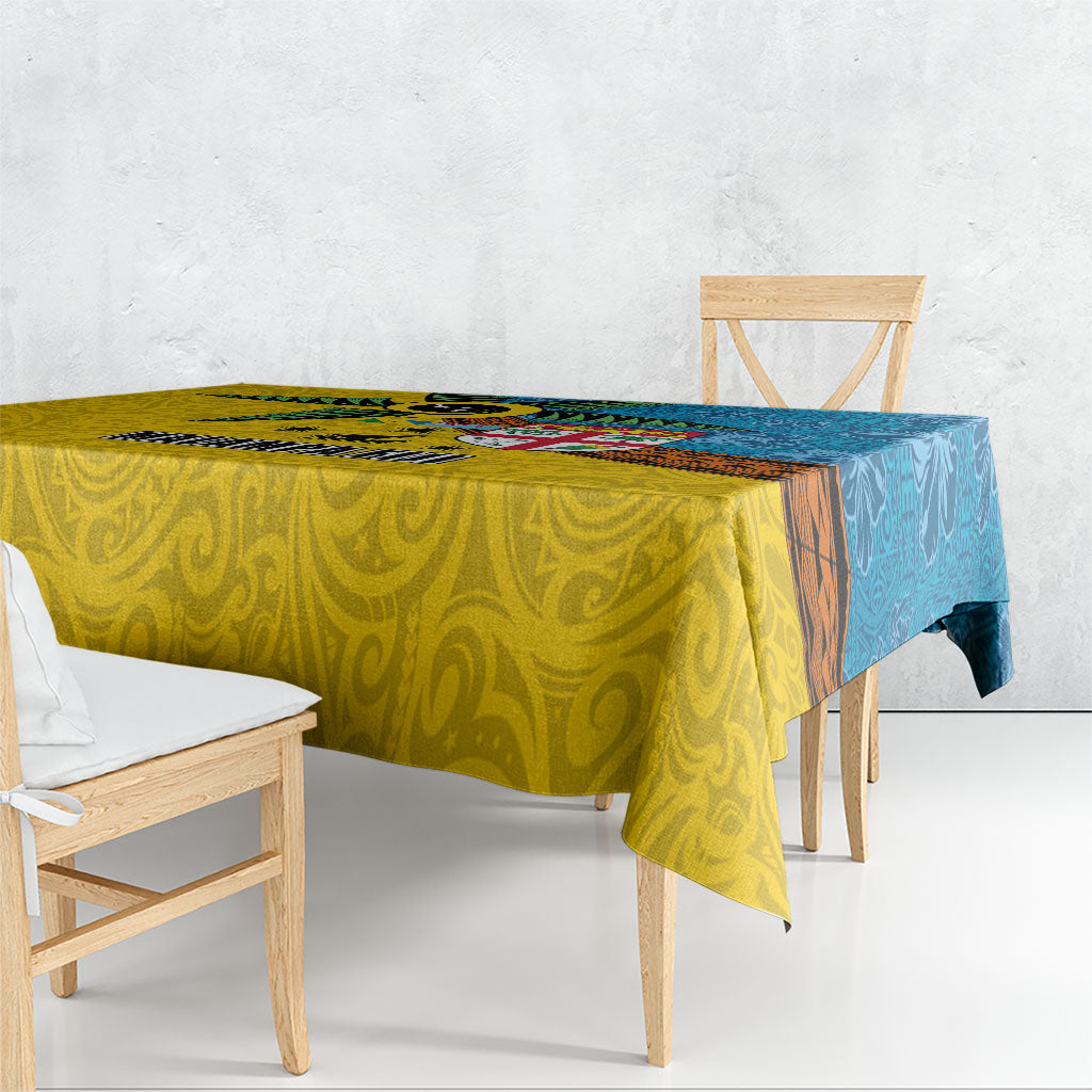 Malampa Fiji Day Tablecloth Tapa and Melanesian Patterns with Coat of Arms