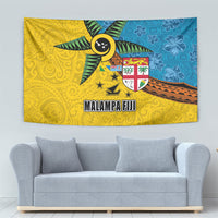 Malampa Fiji Day Tapestry Tapa and Melanesian Patterns with Coat of Arms