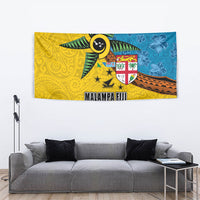 Malampa Fiji Day Tapestry Tapa and Melanesian Patterns with Coat of Arms