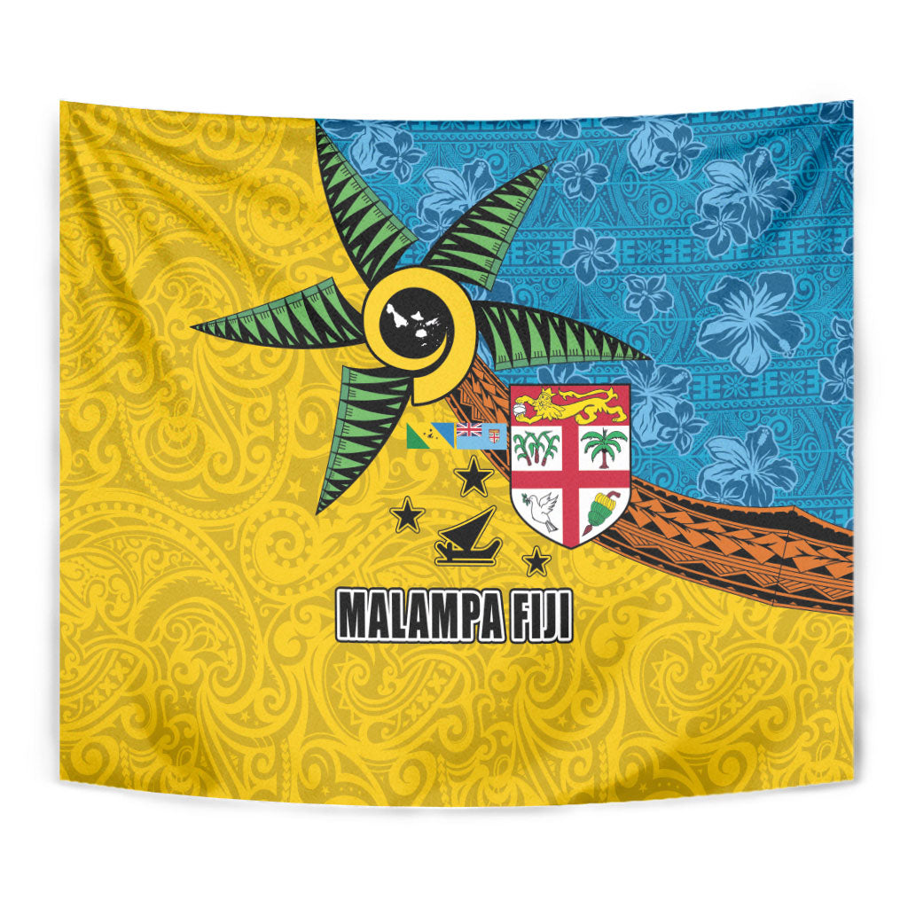 Malampa Fiji Day Tapestry Tapa and Melanesian Patterns with Coat of Arms