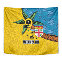 Malampa Fiji Day Tapestry Tapa and Melanesian Patterns with Coat of Arms
