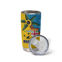 Malampa Fiji Day Tumbler Cup Tapa and Melanesian Patterns with Coat of Arms