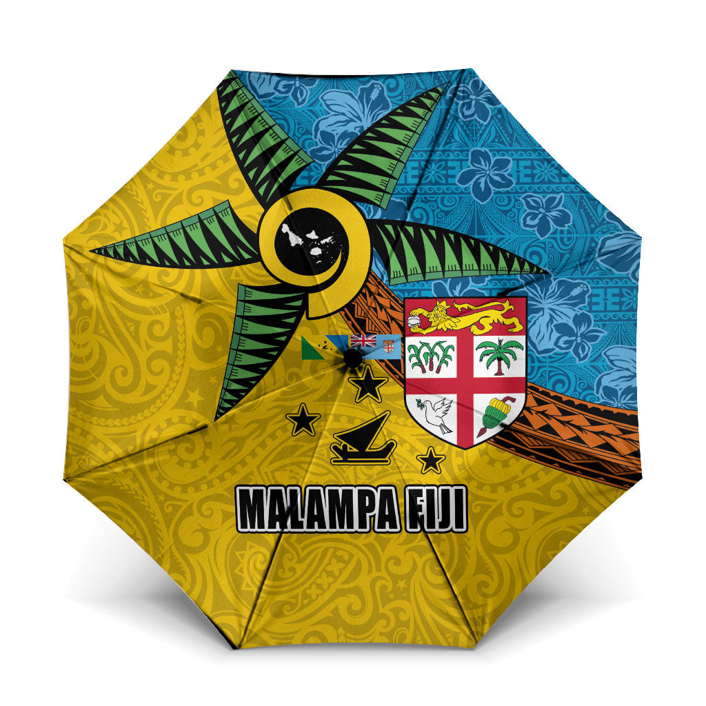 Malampa Fiji Day Umbrella Tapa and Melanesian Patterns with Coat of Arms
