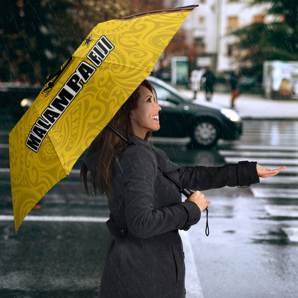 Malampa Fiji Day Umbrella Tapa and Melanesian Patterns with Coat of Arms