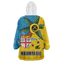 Malampa Fiji Day Wearable Blanket Hoodie Tapa and Melanesian Patterns with Coat of Arms