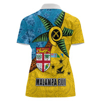 Malampa Fiji Day Women Polo Shirt Tapa and Melanesian Patterns with Coat of Arms