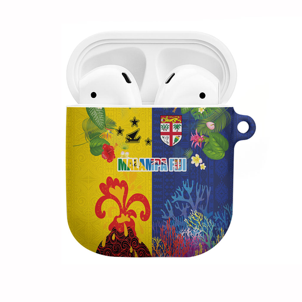 Malampa Fiji Day AirPods Case Volcano and Coral Reef with Culture Patterns Split Style