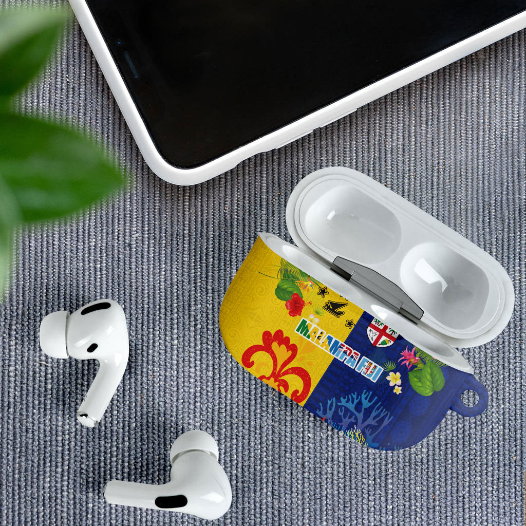 Malampa Fiji Day AirPods Case Volcano and Coral Reef with Culture Patterns Split Style