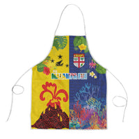 Malampa Fiji Day Apron Volcano and Coral Reef with Culture Patterns Split Style