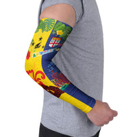Malampa Fiji Day Arm Sleeves Volcano and Coral Reef with Culture Patterns Split Style