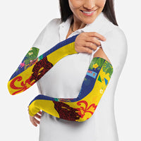 Malampa Fiji Day Arm Sleeves Volcano and Coral Reef with Culture Patterns Split Style