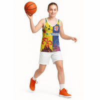 Malampa Fiji Day Basketball Jersey Volcano and Coral Reef with Culture Patterns Split Style