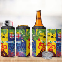 Malampa Fiji Day 4 in 1 Can Cooler Tumbler Volcano and Coral Reef with Culture Patterns Split Style