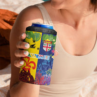 Malampa Fiji Day 4 in 1 Can Cooler Tumbler Volcano and Coral Reef with Culture Patterns Split Style
