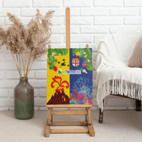 Malampa Fiji Day Canvas Wall Art Volcano and Coral Reef with Culture Patterns Split Style