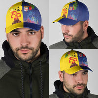 Malampa Fiji Day Classic Cap Volcano and Coral Reef with Culture Patterns Split Style
