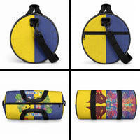 Malampa Fiji Day Duffle Bag Volcano and Coral Reef with Culture Patterns Split Style