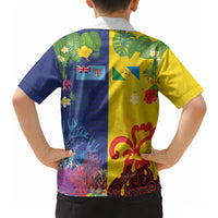 Malampa Fiji Day Hawaiian Shirt Volcano and Coral Reef with Culture Patterns Split Style