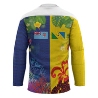 Malampa Fiji Day Hockey Jersey Volcano and Coral Reef with Culture Patterns Split Style
