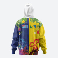 Malampa Fiji Day Hoodie Volcano and Coral Reef with Culture Patterns Split Style