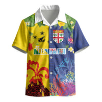 Malampa Fiji Day Kid Hawaiian Shirt Volcano and Coral Reef with Culture Patterns Split Style