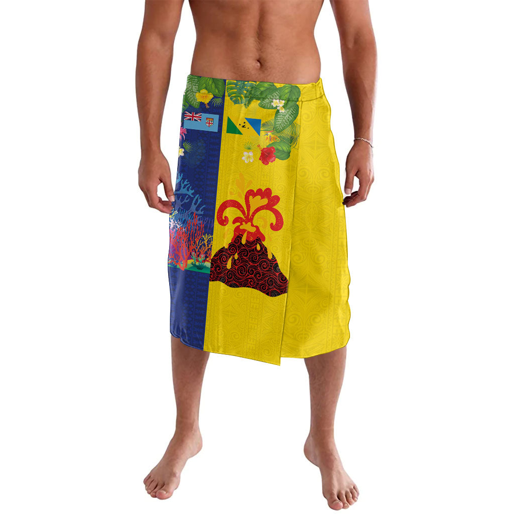 Malampa Fiji Day Lavalava Volcano and Coral Reef with Culture Patterns Split Style