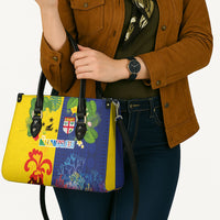 Malampa Fiji Day Leather Bag Volcano and Coral Reef with Culture Patterns Split Style