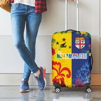 Malampa Fiji Day Luggage Cover Volcano and Coral Reef with Culture Patterns Split Style