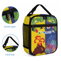 Malampa Fiji Day Lunch Bag Volcano and Coral Reef with Culture Patterns Split Style