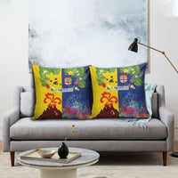 Malampa Fiji Day Pillow Cover Volcano and Coral Reef with Culture Patterns Split Style