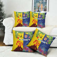 Malampa Fiji Day Pillow Cover Volcano and Coral Reef with Culture Patterns Split Style