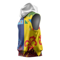 Malampa Fiji Day Sleeveless Hoodie Volcano and Coral Reef with Culture Patterns Split Style