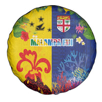 Malampa Fiji Day Spare Tire Cover Volcano and Coral Reef with Culture Patterns Split Style