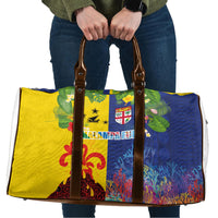 Malampa Fiji Day Travel Bag Volcano and Coral Reef with Culture Patterns Split Style