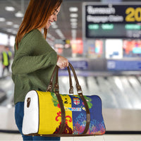 Malampa Fiji Day Travel Bag Volcano and Coral Reef with Culture Patterns Split Style