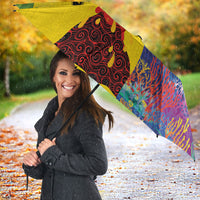 Malampa Fiji Day Umbrella Volcano and Coral Reef with Culture Patterns Split Style