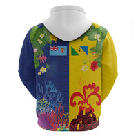 Malampa Fiji Day Zip Hoodie Volcano and Coral Reef with Culture Patterns Split Style