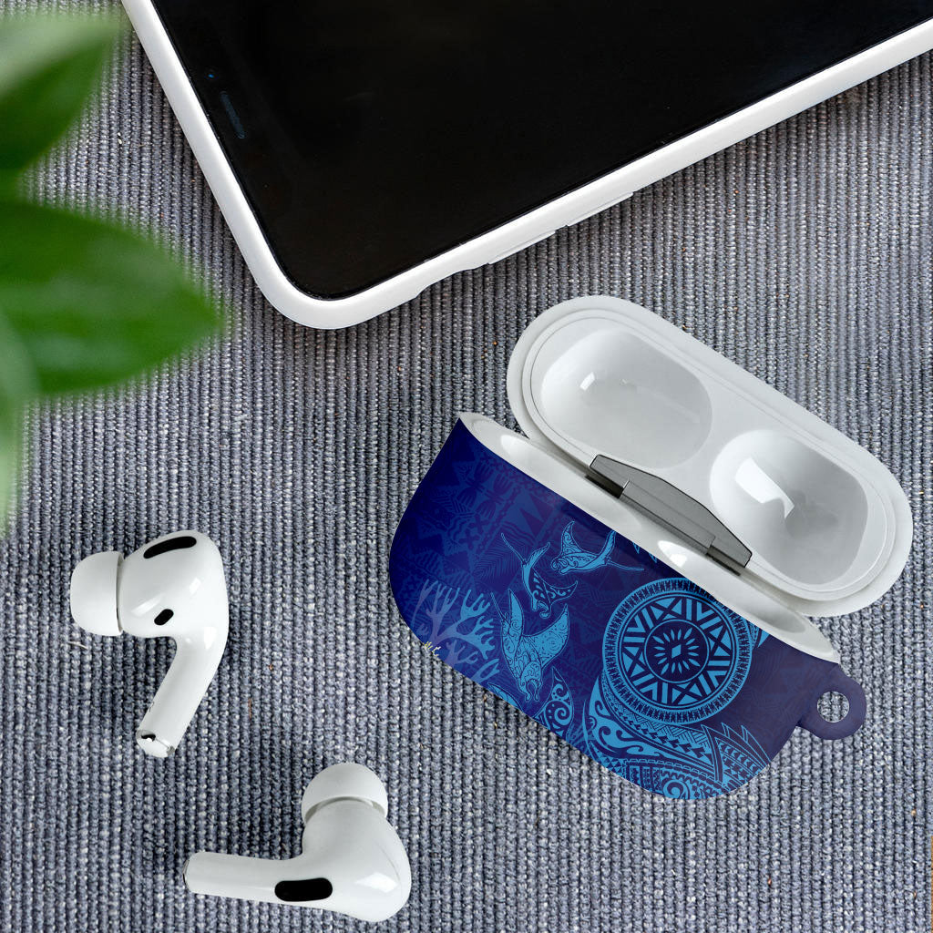 Fijian Tribal Manta Ray AirPods Case Masi Motif with Coral Reef Ocean Vibe