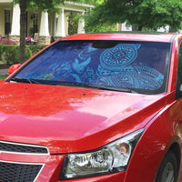 Fijian Tribal Manta Ray Auto Sun Shade Masi Motif with Coral Reef Ocean Vibe