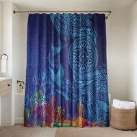 Fijian Tribal Manta Ray Bathroom Set Masi Motif with Coral Reef Ocean Vibe