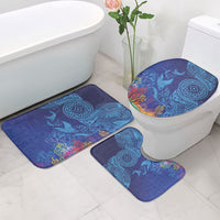 Fijian Tribal Manta Ray Bathroom Set Masi Motif with Coral Reef Ocean Vibe
