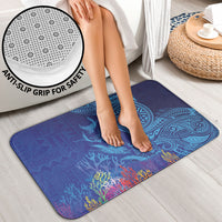 Fijian Tribal Manta Ray Bathroom Set Masi Motif with Coral Reef Ocean Vibe