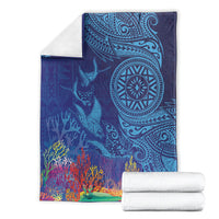 Fijian Tribal Manta Ray Blanket Masi Motif with Coral Reef Ocean Vibe